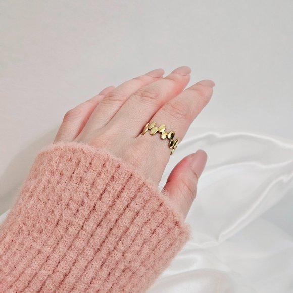 🌷 18K PVD Gold Plated Stainless Steel  Adjustable Bubble Ring - Picture 3 of 3